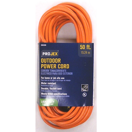 Projex SJTW Extension Cord, 16 AWG, Outdoor, 16/3, 3 Outlets, Orange, PVC, 50 ft OU163JTW050OGP